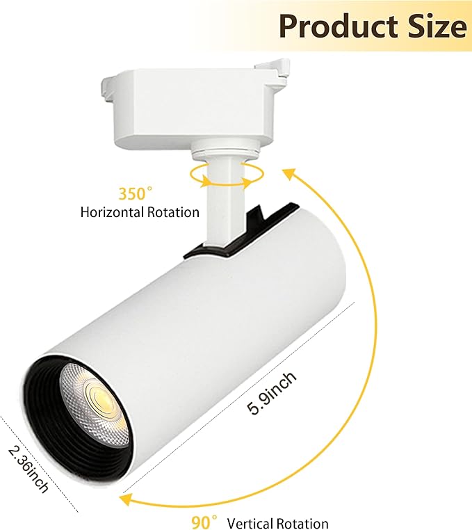 Super Brightness 6000K Cool Light Dimmable Brightness 25W 2000lm H Type LED Track Lighting Kit System with 26 FT Track Rails, Ceiling Spotlight Fixture with Installation Package