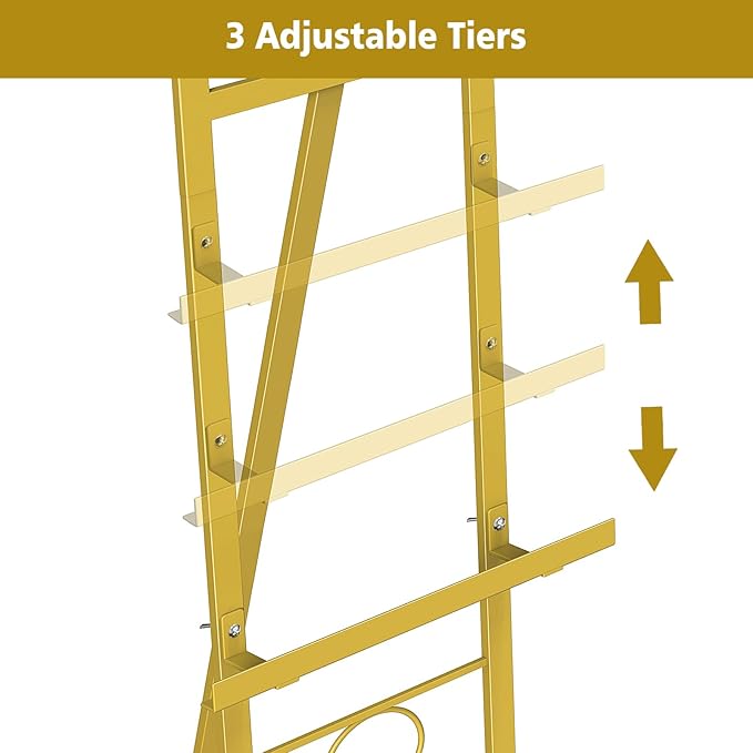 OUSHENG 2 Pack Easel Stand for Sign, Large Wedding Welcome Mirror Holder, Adjustable Free Standing Painting Rack with Chain Support for Display Poster Picture Frame Art, 17" x 17" x 58", Gold
