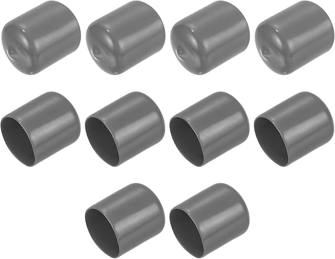 uxcell 10pcs Rubber End Caps 23mm ID Vinyl Round End Cap Cover Screw Thread Protectors Dark Grey