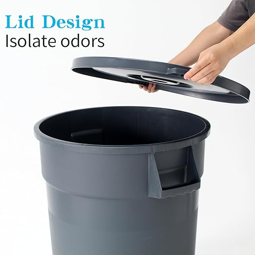 Outdoor Trash Can with Lid, 32 Gallon Trash Can with Lid and Wheels, Heavy Duty Construction, Perfect Backyard, Deck, or Garage
