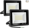 Ceena 2 Pack 60W Hardwired LED Flood Light Outdoor, 6000lm Super Bright Floodlight, IP66 Waterproof 6000K Daylight White Exterior Lights for Garage, Yard, Patio, Front Door