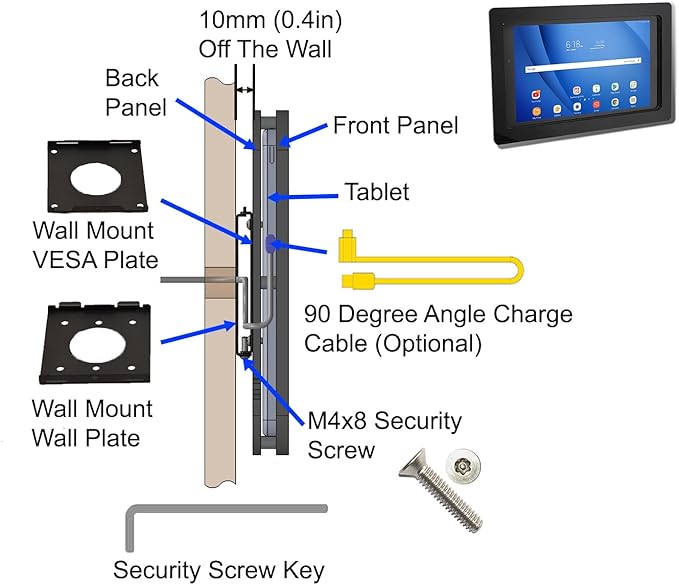 TABcare Security Anti-Theft Acrylic VESA Enclosure for Amazon Fire HD 10 2021, HD 10 Plus with Free Wall Mount Kit (White, Fire HD 10 2021 HD 10 Plus)