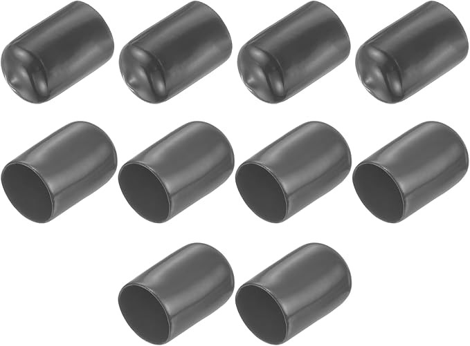 uxcell 10pcs Rubber End Caps 20mm ID Vinyl Round End Cap Cover Screw Thread Protector Dark Grey