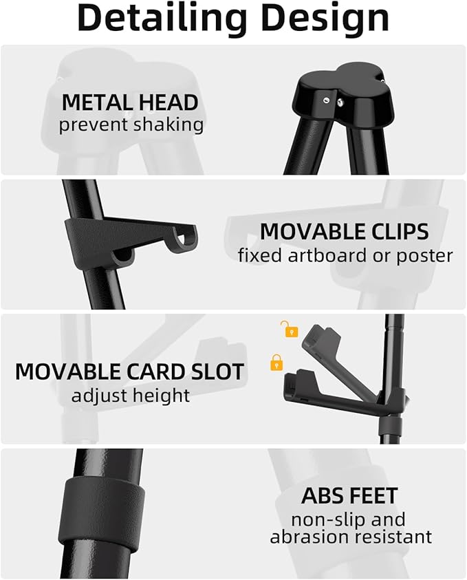 Nicpro Art Folding Easels for Display, 6 Pack 63 Inches Metal Floor Easel Stand Bulk Tripod Black Collapsible for Sign Artist Poster Wedding | with Carry Bag
