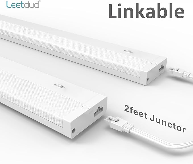 LED Under Cabinet Lighting Hardwired or Plug in, 12 Inch 6W, Dimmable 5 Color 2700K/3000K/3500K/4000K/5000K, Linkable Eyes Care Design Counter Lights for Kitchen, Sink, ETL Listed, White