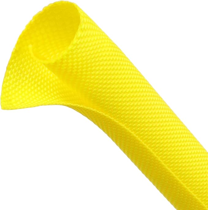 Automotive Wire Loom Tubing, Split Braided Cord Protectors from Pets No Chew, Flexible Cable Sleeve Cable Management for TV/Computer/Electric Wires (Yellow, 5/8"-25ft)