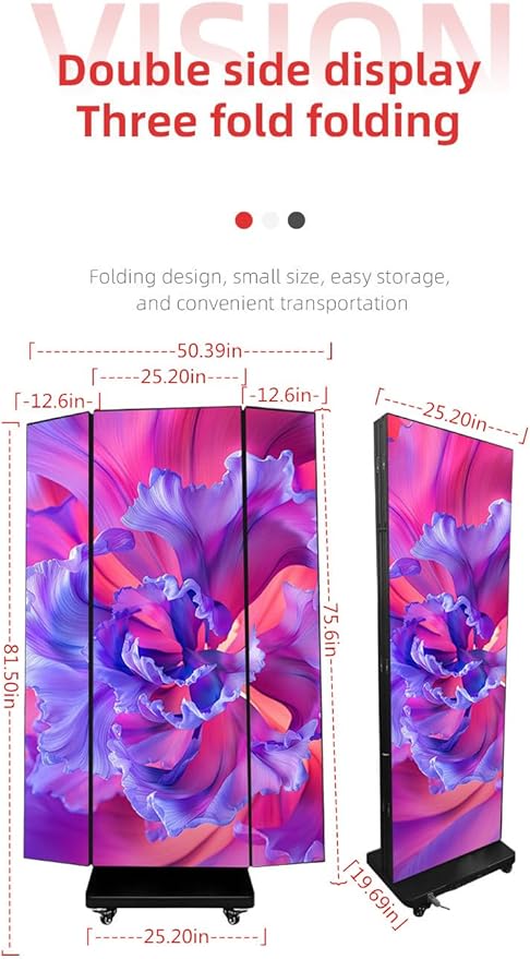 LED Digital Signage Display (P2.5 Spliceable LED Poster Screen, with Publishing System, Foldable Advertising Display Kiosk, Suitable for Events and Rental Scenarios, Supports WiFi/USB/HDMI)(90in-P2.5)