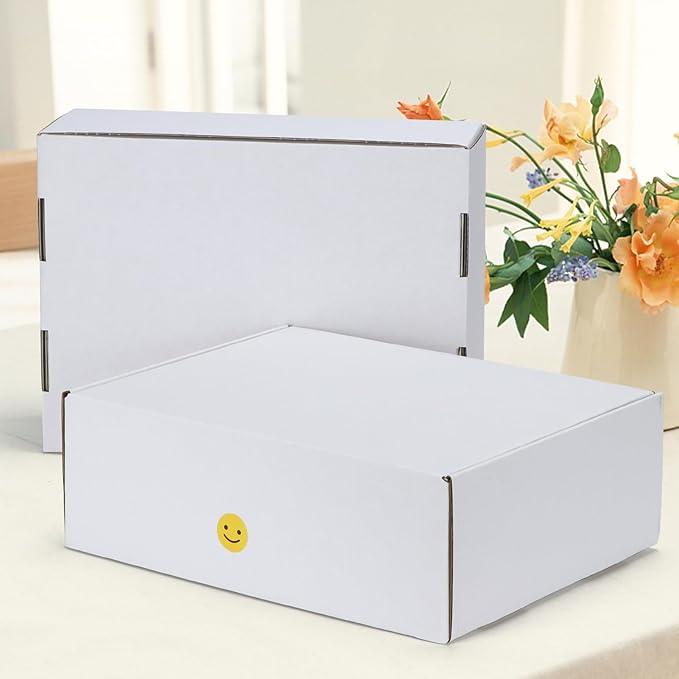 HORLIMER 12x9x4 inches Shipping Boxes Set of 50, White Medium Corrugated Cardboard Box Literature Mailer