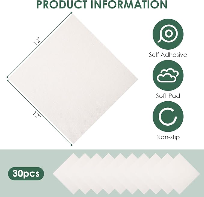 Carpet Tile 30 Pack 12” X 12” Self Adhesive Carpet Floor Tiles Anti-Slip Squares Peel and Stick Floor Tile DIY Installation for Bedroom (Beige-White)