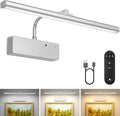 Lightbiz Picture Light, 15.35inch 5400mAh Rechargeable Picture Lights for Wall Battery Operated Wall Lights with Remote, 3 Colors Paintings Light Dimmable Art Light for Artwork, Gallery (Silver)