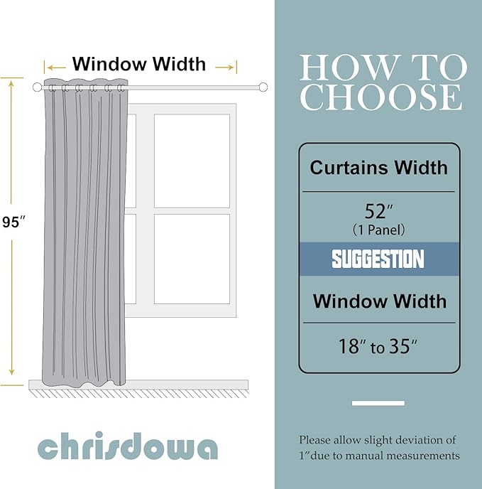 ChrisDowa Grommet Blackout Curtains for Bedroom - Thermal Insulated Room Darkening Curtains for Living Room (1 Panel Set, Dark Grey,52W x 95L)