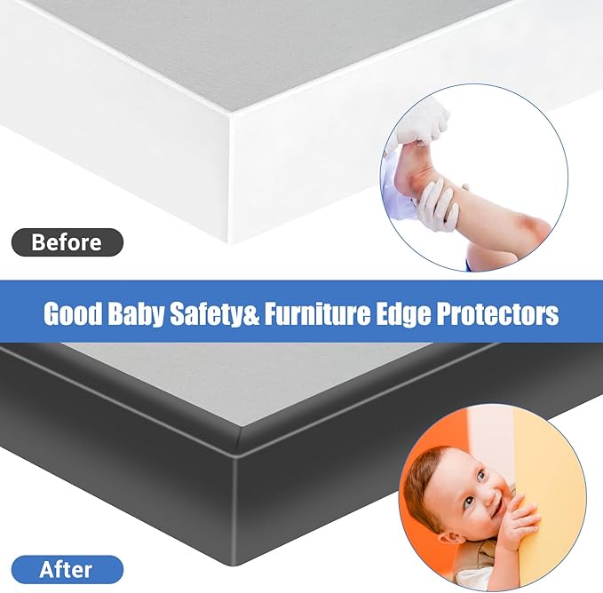 Rubber Edge Trim, 2 inches Self-Adhesive U Channel Edge Protector for Woods, Flexible U Shaped Peel and Stick Edge Banding, Furniture Edge Guard, Fit 2"(50mm), 20Ft, Black