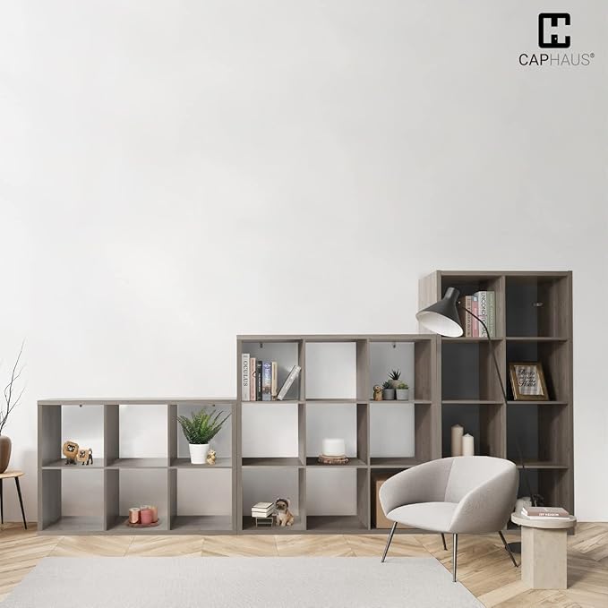 Fencer Wire 13-Inch Cube Storage Organizer Shelf, with Extra Thick Exterior Edge, Room Open Storage Shelf Divider, Bookcase, 6-Cube / 8-Cube / 9-Cube, Colors Available in Rustic Grey Oak and White