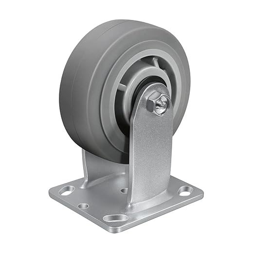 5'' × 2'' Caster Wheel, Heavy Duty Industrial Caster, Rubber Wheels with Roller Bearing, Load 700lbs per Casters for Cart Dolly Toolbox Trolley (1 Rigid)