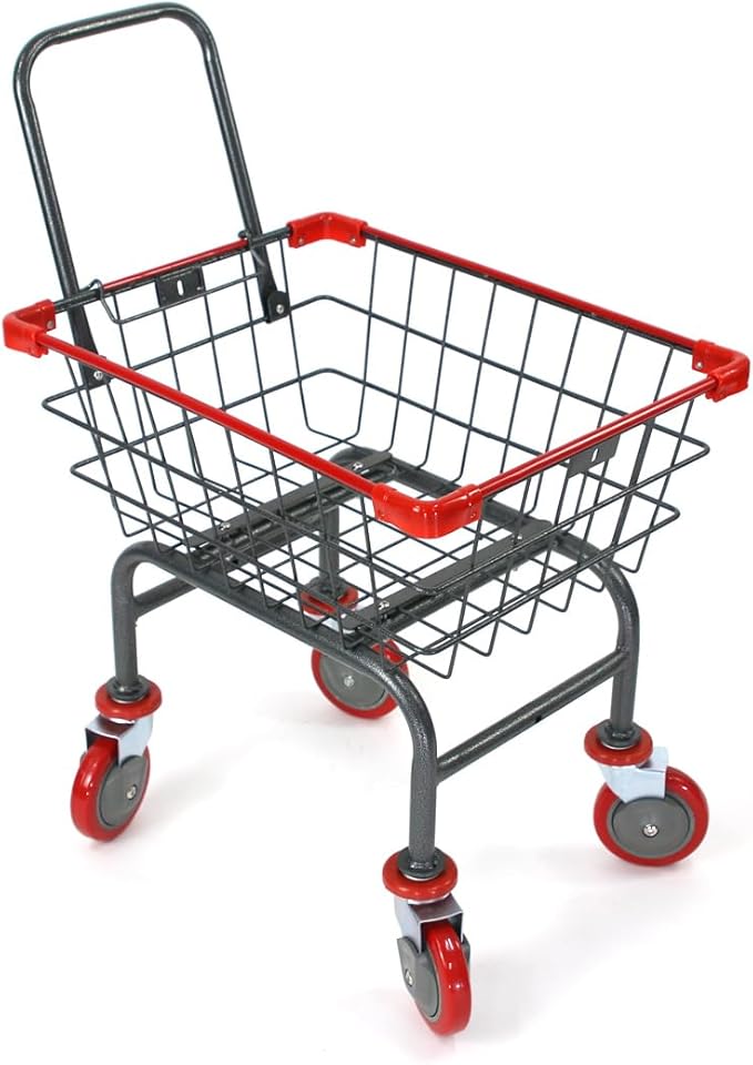 U HANDDLE Grocery & Laundry CART 1.5 Bushel (Gunpowder Metal) Red, Blue Trim (Red)