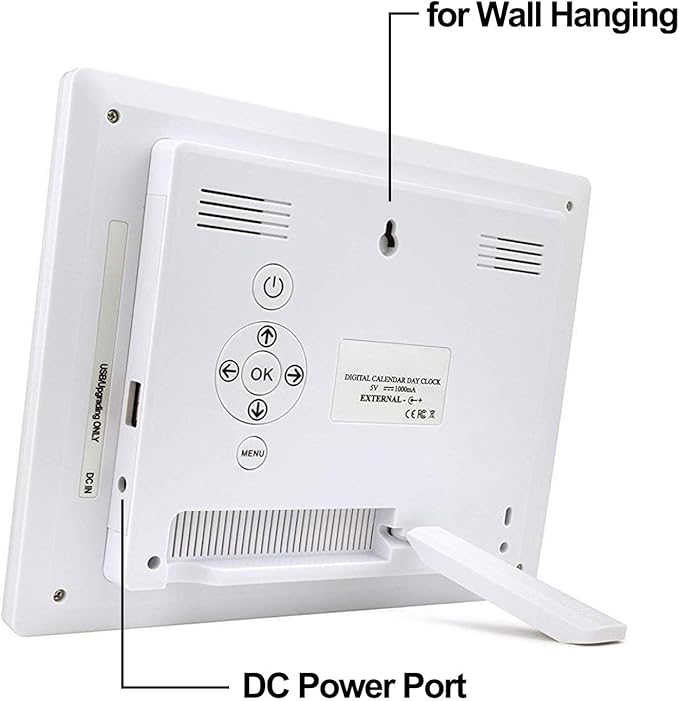 JALL 【New 2024】 Digital Calendar Alarm Day Clock - with 8" Large Screen Display, am pm, Multiple Alarms, for Impaired Vision People, The Aged Seniors, The Dementia, for Desk, Wall Mounted, Wood