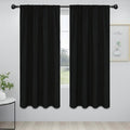 Easy-Going Rod Pocket Blackout Curtains for Bedroom, Room Darkening Window Curtains for Living Room, Thermal Insulated Noise Reduction Solid Window Drapes, 2 Panels(42x72 in, Black)