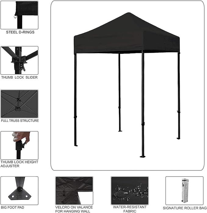 Eurmax USA 5'x5' Pop Up Canopy Tent Commercial Instant Canopies with Heavy Duty Roller Bag,Bonus 4 Sand Weights Bags (Sky Blue)