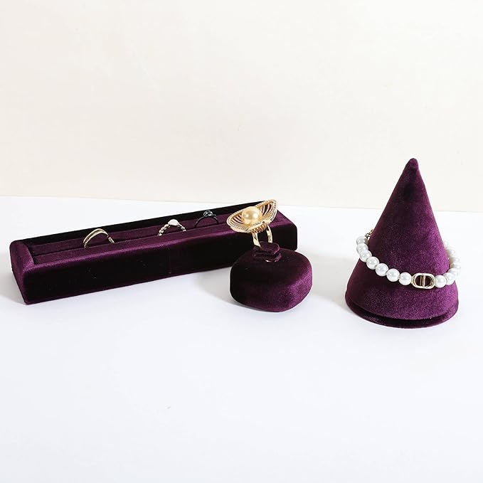 GemeShou Purple Ring Display Stand for Jewelry, Velvet Single Ring Holder for selling, Cute Jewelry Display for Show【Purple】