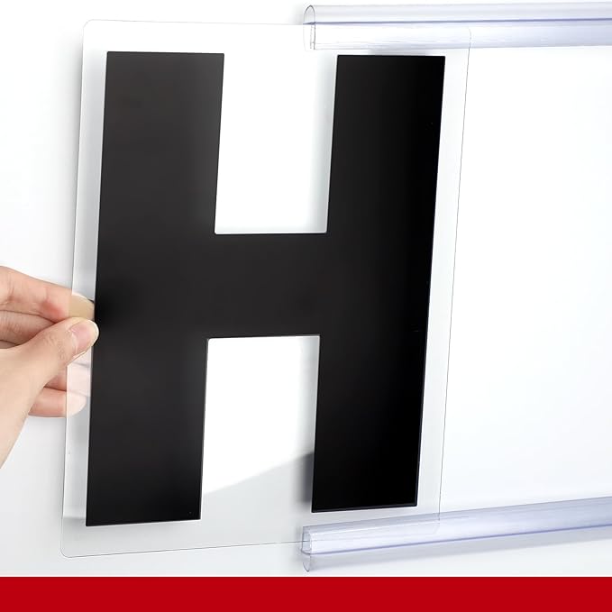 Leinuosen 300 Pcs Sign Letter Printed on Marquee Flexible Outdoor Black Portable Sign Board Plastic Changeable Letters and Numbers Punctuation Acrylic Numbers(6'', 7'')