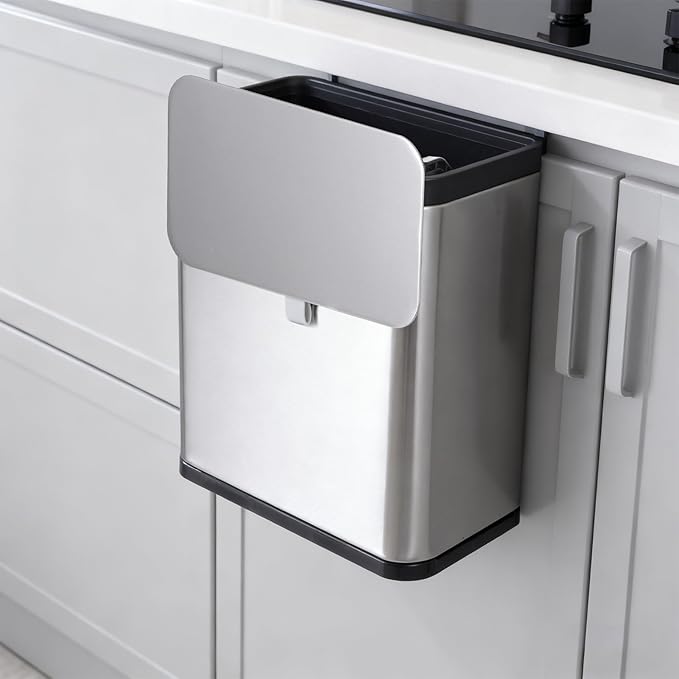 Stainless Steel Sanitary Napkin Receptacle Wall Mounted with 100pcs Trash Bags,Tampon Disposal Bin for Bathroom,Toilet Freestanding or Wall Mounted Trash Can 8x5.1x8.4