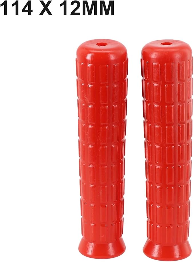 2Pcs Wheelbarrow Rubber Handles Replacement, Anti-slip Handle Grip Covers Weatherproof Handles Non-Slip Round Tubes for Garden Carts(114x12mm Red)