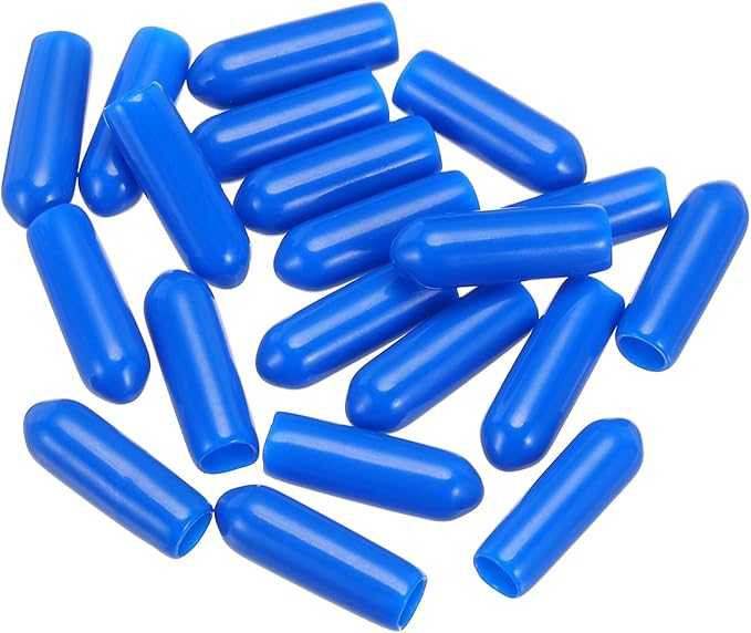 uxcell 20pcs Rubber End Caps 4mm(0.2") ID Vinyl PVC Round Tube Bolt Cap Cover Screw Thread Protectors,Blue
