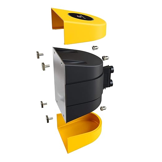 Crowd Control Warehouse - CCW Series WMB-230 Magnetic Wall Mount Retractable Belt Barrier - 30 Foot, Caution Do Not Enter Belt with Yellow ABS Case