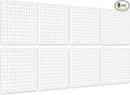 8Pcs Pegboard, Peg Board, Metal Pegboard Wall Organizer Panels Accessories, Mount Display Pegboard Kits for Walls Garage Craft Room Office Workshop, Easy Installation (White)