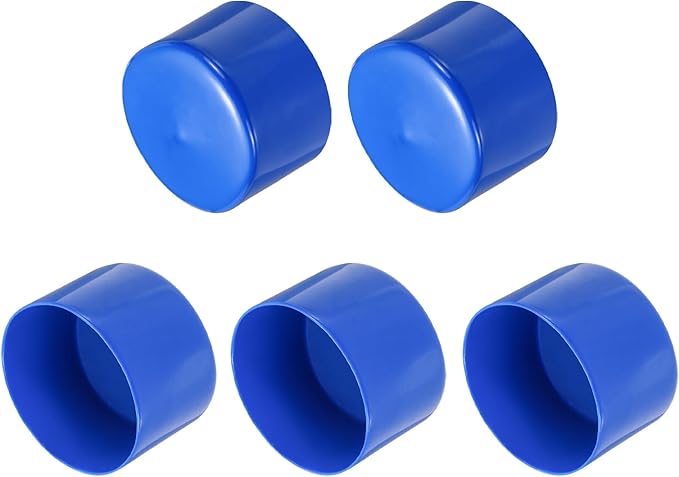 uxcell 5pcs Rubber End Caps 75mm(3 Inch) ID Vinyl PVC Round Tube Bolt Cap Cover Screw Thread Protectors Blue