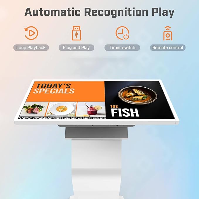 32 inch Touch Screen Kiosk, LCD Screen Self Service Kiosk, K-Style Stand Inquiry Machine, Interactive Display for Mall Navigation/Self-Ordering/Advertising/Retail Store