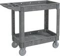 Utility Cart on Wheels, 2 Shelf Heavy Duty Plastic Rolling Cart, 550LBS Capacity Service Carts for Warehouse, Garage, School, Kitchens, Office(Gray, 40.6)