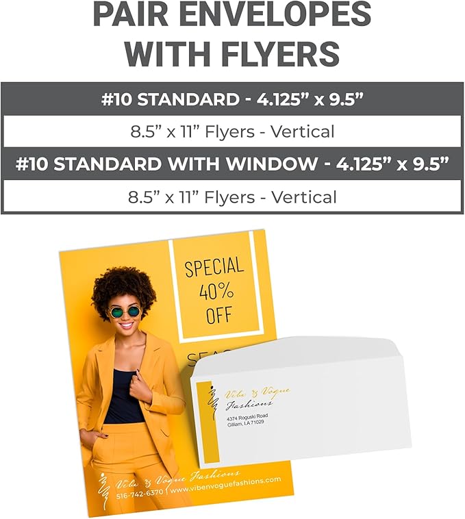 GotPrint Custom Envelopes with Logo, Full Color | #10 Standard Envelope for Mailers| Upload Business Design, Add Text or Logo, Full Color | Print Personalized 4.125x9.5, 500Qty