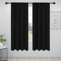 Easy-Going Rod Pocket Blackout Curtains for Bedroom, Room Darkening Window Curtains for Living Room, Thermal Insulated Noise Reduction Solid Window Drapes, 2 Panels(34x72 in, Black)