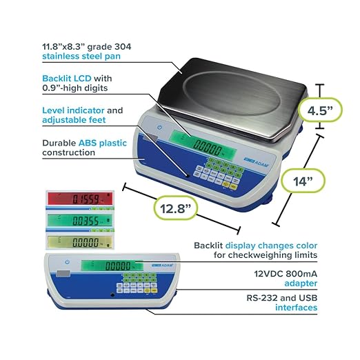 Adam Equipment CKT-M Approved Bench Checkweighing Scales for Industrial Weighing, checkweighing, Parts Counting, Setting Pricing by Weight NTEP Measurement Canada, CKT 40M, 90lb/40kg x 0.02lb/0.01kg