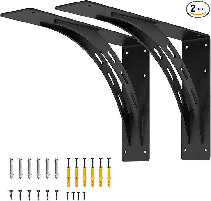 24"x15"x4" Heavy Duty Shelf Brackets, Max Load 1100 LBS, Premium Alloy Metal Mantel Brackets - Countertop Support - Set of 2