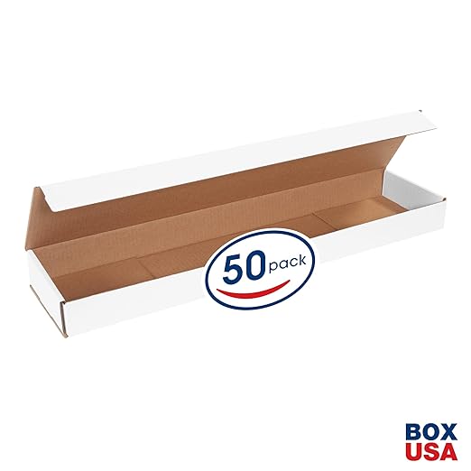 Box USA BM2662 Corrugated Mailers, 26" x 6" x 2" White (Pack of 50)