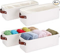 Kntiwiwo Small Fabric Storage Bins, 15x6x5 inch Narrow Storage Baskets 4-Pack Long Storage Basket for Organizing with Handles, Decorative Basket for Closets, Shelves, Toilet Paper, White