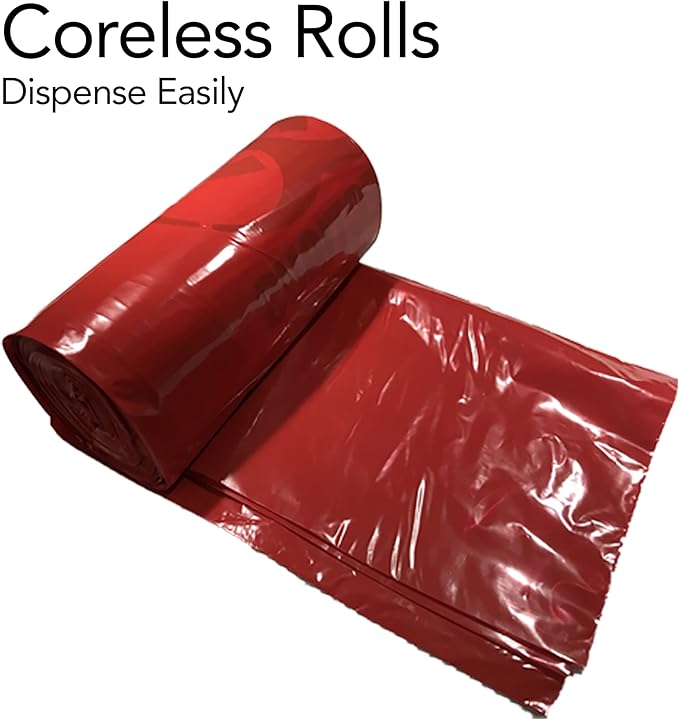 RESILIA Biohazard Bags - Hazardous Waste Disposal, Meets DOT ASTM Standards for Hospital Use, OSHA Approved, Red, 33 Gallon, 29" W x 43" L, 1.1 Mil, 0.0011 Inch, 20 Bags, Made in the USA