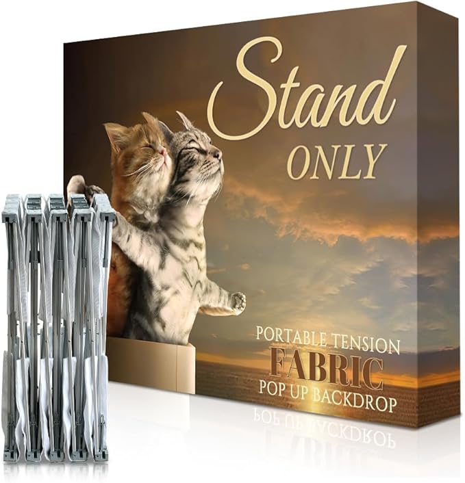 7.5x10 FT Tension Fabric Pop Up Display Stand - Portable Aluminum Double-Sided Trade Show Backdrop for Weddings & Events, Lightweight - Stand Only
