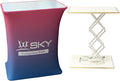 Custom Portable Tradeshow Podium Table Exhibition Counter Stand Booth,Hydraulic lift, Luminescent, Light box(Rectangle)
