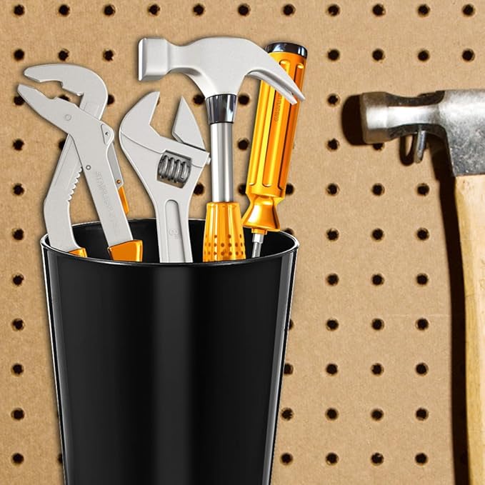 4 Sets Pegboard Hooks and 8Cm Round Pegboard Cups Organizer with 500Ml Capacity for Craft Room and Workshop Storage