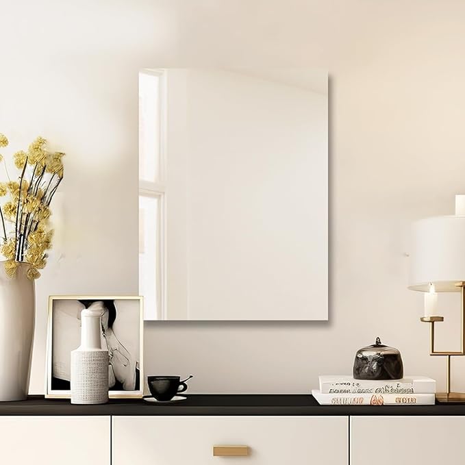 Mirrorons Bathroom Vanity Mirror 18" x 24", Frameless Mirror with Polished Edge, Hangs Horizontally or Vertically. Upgraded Shatterproof Bathroom Mirror for Wall.