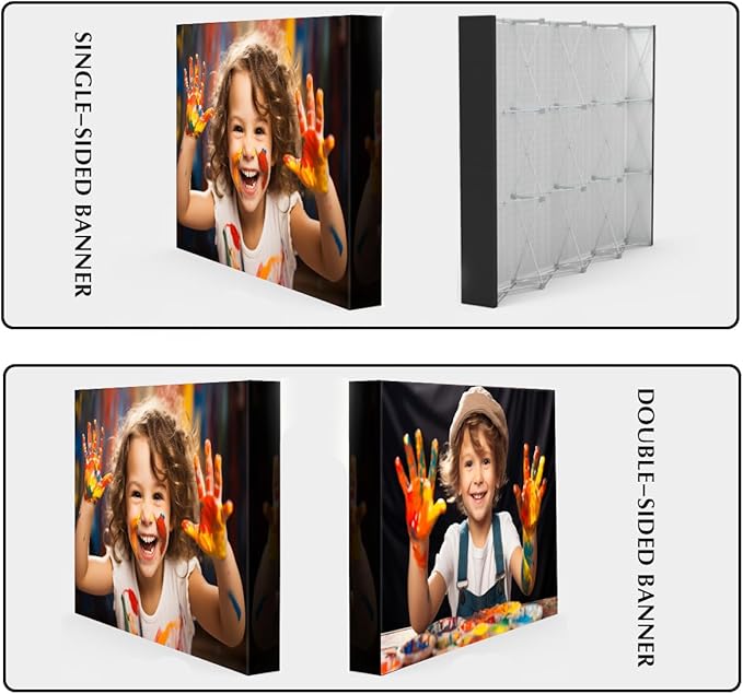 Customize Pop Up Banner with Stand for Tradeshow Backdrop,Tradeshow Dispaly,Step and Repeat Tension Fabric Backdrop for Trade Show Booth and Photography(7.5x7.5FT)
