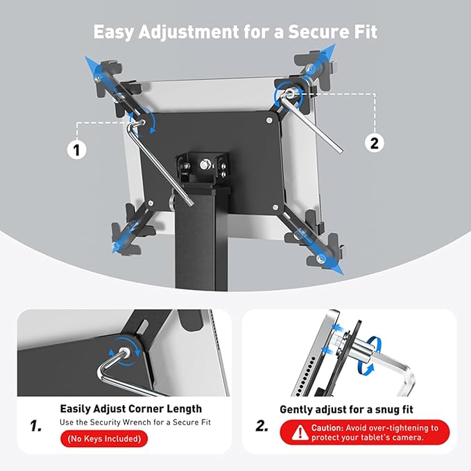 AntiTheft Rotating Tablets Kiosk Stand 8.3" 13.4" Height Heavy Duty Aluminum Steel Base Compatible 9.7" 13" Devices Heavy Duty Pad Stand for Retail