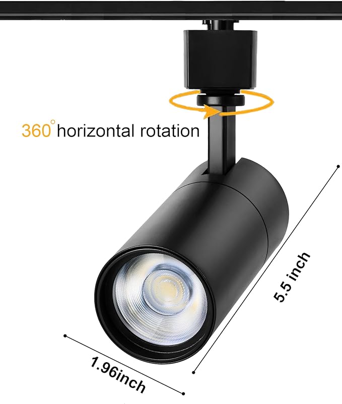 Black 20W Track Lighting Heads,2700K-6500K Stepless Dimming H Type LED Track Light Heads Dimmable Rail Ceiling Spotlight Fixtures Accent,CRI90+ 24° 1800LM,4 Pack
