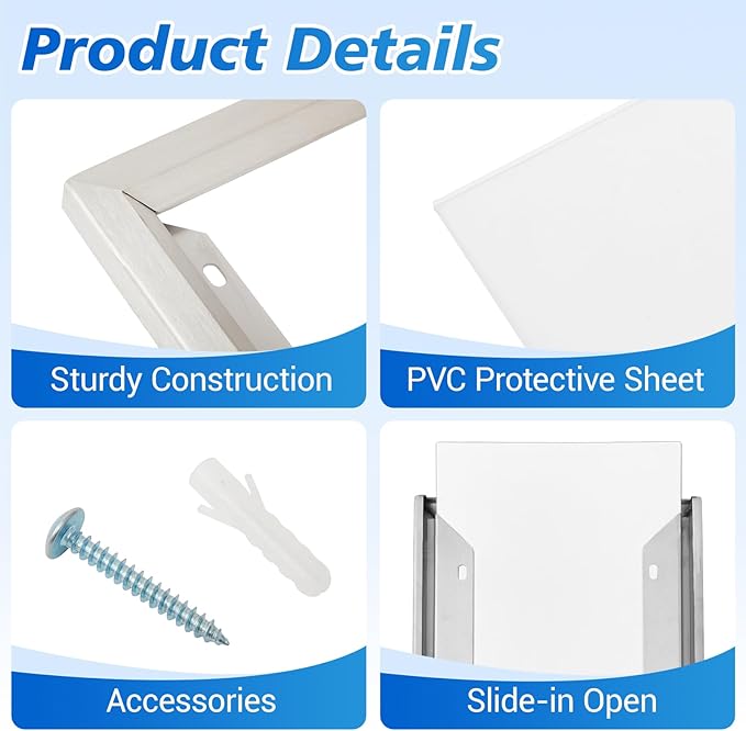 Blulu HPD Inspection Frame Heavy Duty Elevator Certificate and Notice Frame 6 x 9 Inch Interior Stainless Steel Holder for Elevator Interiors Commercial Public Use