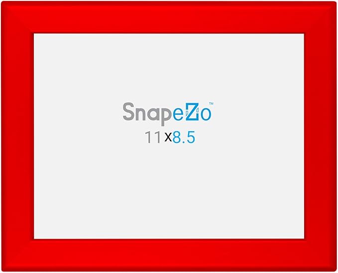 SnapeZo Certificate Frame 8.5x11, Red, 1.25 Inch Aluminum Profile, Front-Loading Snap Frame, Wall Mounting, Professional Series