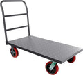 5Seconds Flatbed Platform Cart Industrial Dolly Heavy Duty 48” x 24” Platform Hand Push Truck Super Heavy Duty Diamond Plate Flatbed Cart with 3000Lb Capacity 8'' Swivel Wheels with Lock