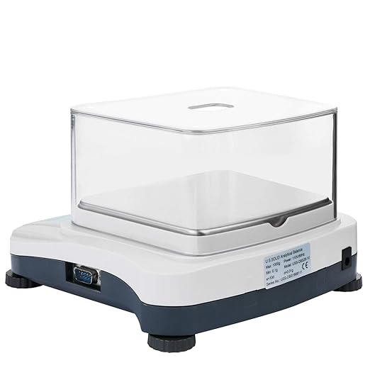 U.S. Solid Precision Lab Scale 1000g x 0.01g- High Precision Analytical Balance w/USB and RS232 Interface, Detachable Draft Shield, Calibration Weight,100-240 VAC